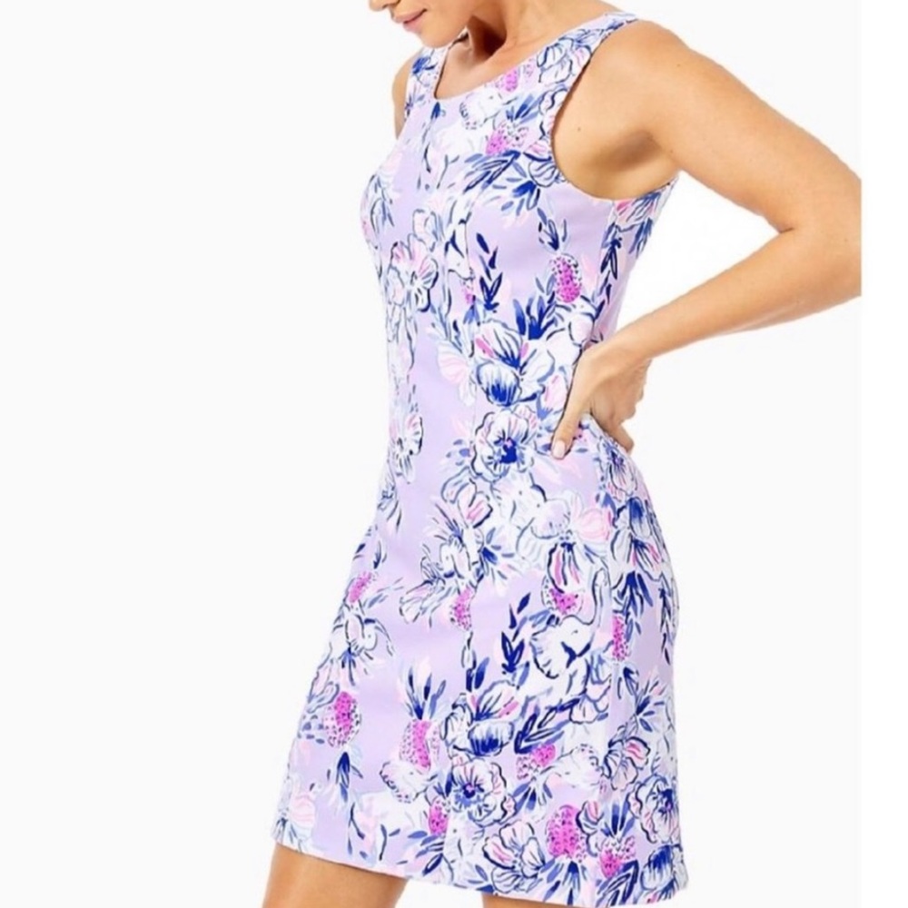 Lilly Pulitzer, Cathy Knit shift dress lilac trunks in the air SZ 14